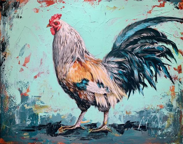 <b>*NEW*</b> Big Island Rooster 24x30 Original Acrylic by Shawn Mackey