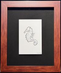 Seahorse 6x9 Framed Drawing by Robert Wyland