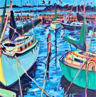 Green Boat 20x20 Original Acrylic Painting on Gallery Wrapped Canvas by Camile Fontaine <! local> <! aesthetic>