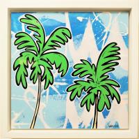 Twin Palms 14x14 Framed Resin by Welzie <! local> <! aesthetic>
