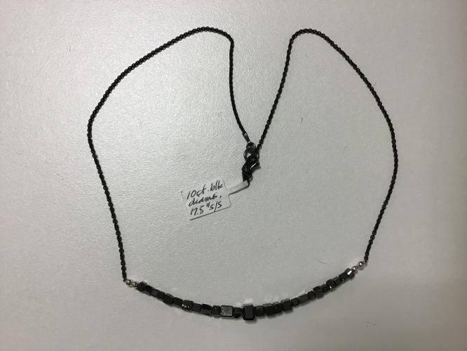 Cube Black Diamond 10ct SS Necklace 17.5-Inch Rhuthenium-Plated SS Chain by Pat Pearlman <! local>