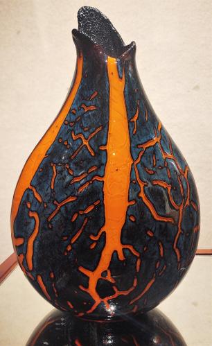 <b>*NEW*</b> Crackled Kilauea Vase #72 by Daniel Moe <! local>