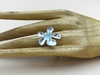 Pale Blue Seaglass Plumeria SS Ring sz 8.5 by Ingrid Lynch <! local> <! aesthetic>
