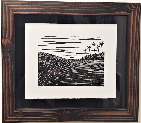 Swell 11x9 Framed Original Linocut Print on Rives Paper LE #7/50 by Steven Kean <! local> <! aesthetic>
