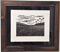 Swell 11x9 Framed Original Linocut Print on Rives Paper LE #7/50 by Steven Kean <! local>