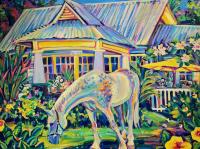 Up Country Cottage 30x40 Original Acrylic by Camile Fontaine <! local> <! aesthetic>