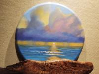 <b>*NEW*</b> Sun Showers 20-Inch Round Original Acrylic on Canvas w/Mango by <b>*NEW ARTIST*</b> <br>Mikel <b></b>Naccarato <! local>