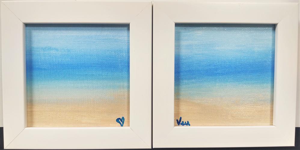 Abstract Wave Diptych 5x10 Acrylic by Vera