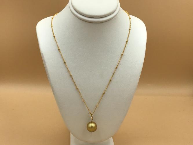 <b>*NEW*</b> Golden 12m South Sea Pearl GF Necklace 16-18-Inch by Pat Pearlman <! local>