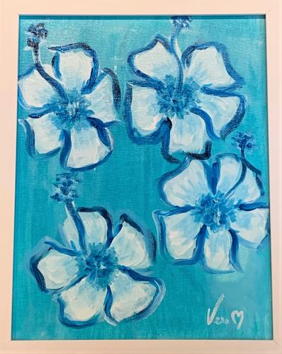 Hibiscus in Blue 11x14 Framed Original Acrylic by <! Vera> Vera <! Kirkpatrick><! local>