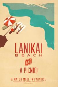 Lanikai Beach Picnic (Oahu) Framed Giclee by Nick Kuchar <! local> <! aesthetic>