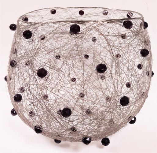 Sterling Silver Basket w/Red Beads by Cindy Luna