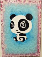 <b>*NEW*</b> Lucky Panda 21x30 Original Mixed Media by J Ha