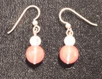 Moonstone & Cherry Quartz SS Earrings by Genesis Collection