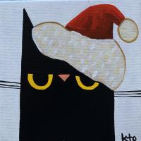 Catmas Santa 6x6 Original Acrylic by KTO <! local>
