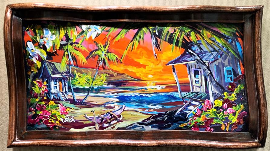 <b>*NEW*</b> Living in Bliss 12x24 Original Acrylic in Distressed Vintage Wavy Frame by Steve Barton