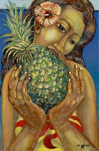 Pineapple Kiss 34x22.5 Rolled Giclee by Avi Kiriaty <! local>