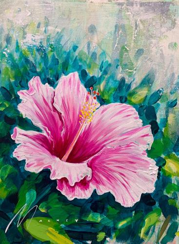 Original Pink Morning Hibiscus by Shawn Mackey