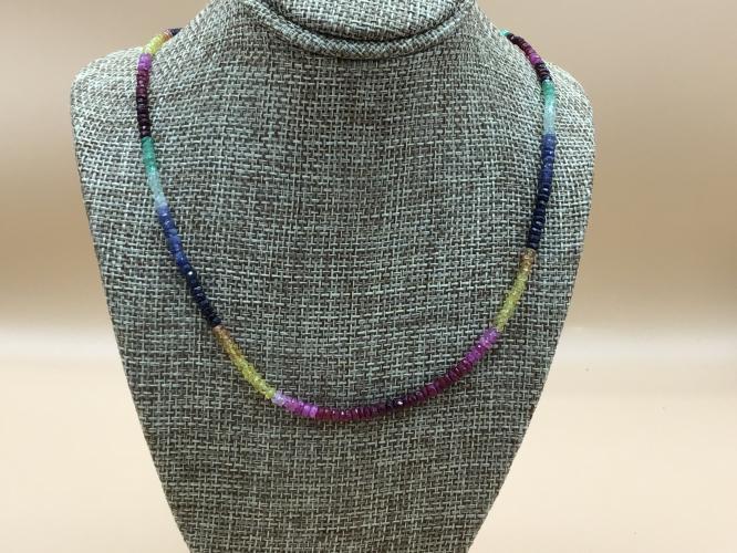 <b>*NEW*</b> Sapphire, Emerald & Ruby 2-3.25mm Multi-Color GF Necklace 19-Inch by Pat Pearlman <! local>