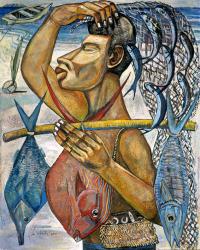 Keoki the Fisherman 40x32 Rolled Giclee by Avi Kiriaty <! local>