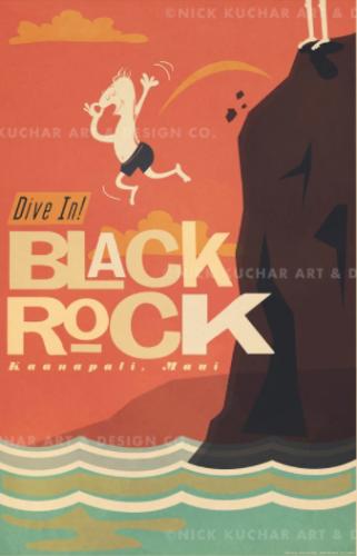 Black Rock (Maui) Framed Giclee by NICK KUCHAR