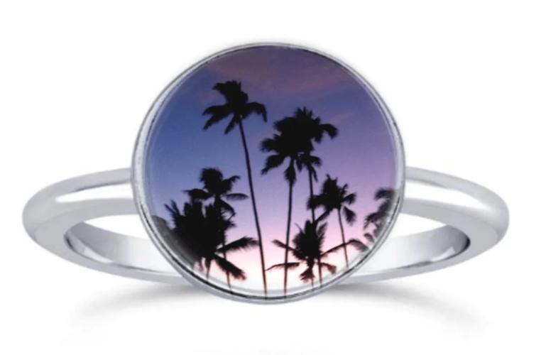 Palm Tree Sunset SS Ring sz 6/7 by Foterra Jewelry <! aesthetic>