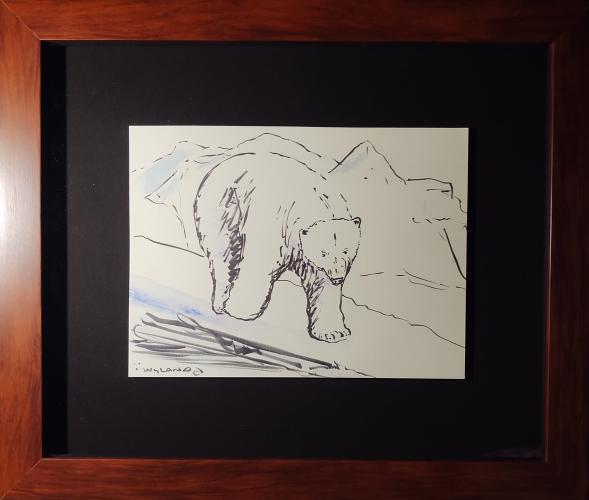 <b>*NEW*</b> Polar Bear 9x12 Framed Drawing by Robert Wyland