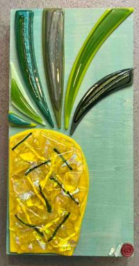 <b>*NEW*</b> Sweet Pineapple 6x12 Fused Glass Wall Art by Shelly Batha <! local>