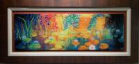 Peaceful Light 10x30 Framed Original Mixed Media on Metal - Dimensional Modern Impressionism by James Coleman