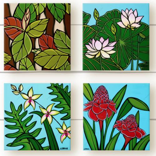 Hawaiian Botanical Series 24x24 Giclee Set of Four by Heather Brown