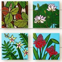 Hawaiian Botanical Series 24x24 OE Giclee Set of Four by Heather Brown <! local>