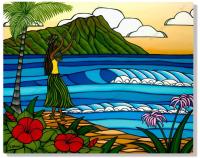 Hula Girl Aluminum Print by Heather Brown <! local>