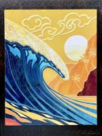 Warm Water Wave 9x12 Collage on Wood by Patrick Parker <! local>