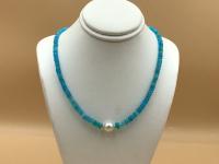 <b>*NEW*</b> Blue-Dyed Ethiopian Opal & 8mm AAA Pearl Graduated Rondelle GF Necklace by Pat Pearlman <! local>