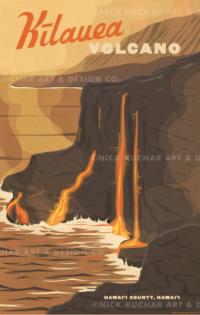 Kilauea Volcano (Big Island) Framed Giclee by Nick Kuchar <! local> <! aesthetic>