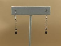 Faceted Black Diamond 1ct Earrings w/14k WG Chain & SS Leverback by Pat Pearlman <! local>