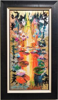 <b>*NEW*</b> Silent Reflections 18x36 Framed Mixed Media Giclee with Unique Gold Leaf Enhancements by James Coleman