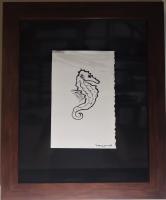 <b>*NEW*</b> Seahorse 6x9 Framed Drawing by Robert Wyland