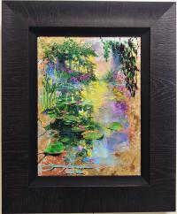 <b>*NEW*</b> Golden Lilies 12x16 Framed Mixed Media Giclee with Unique Gold Leaf Enhancements by James Coleman