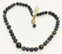 Blue Coral Tanzanite Tahitian Pearl GF Necklace by Genesis Collection