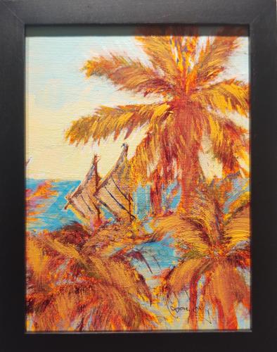 Ancient Sails 6x8 Framed Original Oil by Dan Young <! local>