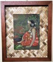 <b>*NEW*</b> Mahina in Sunset 9x12 Original Oil in Bamboo Mat Frame [Women in Sunset Series] by Camille Ackerman-Dugan