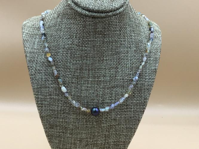 <b>*NEW*</b> Ethiopian Opal Nugget w/Pearl SS Necklace 17-Inch by Pat Pearlman <! local>