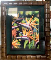<b>*NEW*</b> Bird of Paradise 18x24 Original Watercolor in Deluxe Frame by Garry Palm