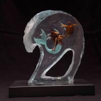 <b>*NEW*</b> Mermaid in the Curl LE Lucite Sculpture by Robert Wyland