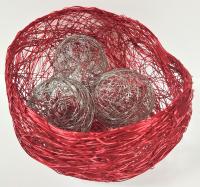 Red Wire Bowl w/3 Sterling Silver Spheres by Cindy Luna <! local>
