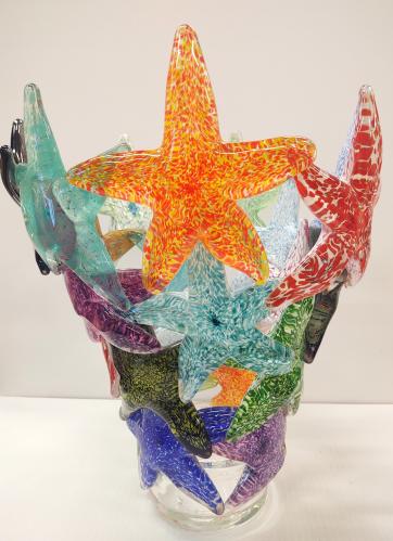 <b>*NEW*</b> Multi-Colored Starfish Vase V by John Gibbons