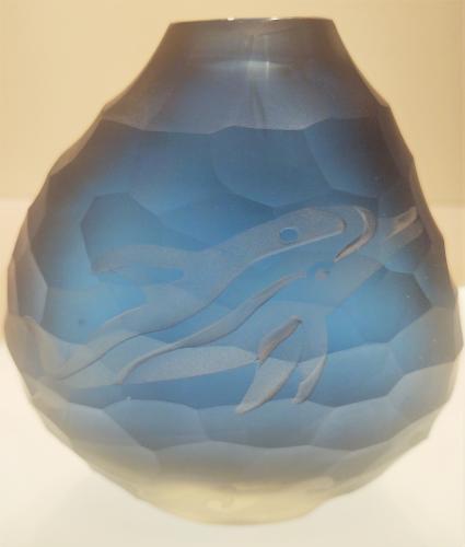 Sm Blue Dolphin Pebble Vase by Heather Mettler <! local>