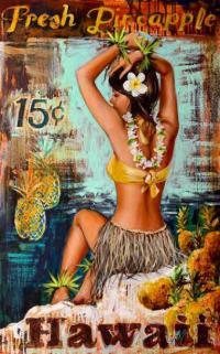 Pineapple Wahine 30x48 Enhanced Giclee by Shawn Mackey