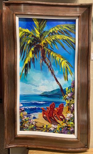 Ready, Set, Relax! 18x36 Original Acrylic in Vintage Distressed Frame by Steve Barton